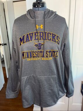 Under Armour Gray Minnesota State Mavericks Hoodie with Purple & Gold Logo